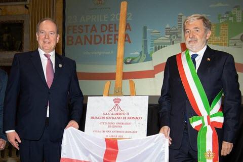 Il principe alberto di monaco con il sindaco bucci