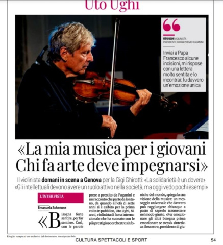 Il M° Uto Ughi, intervista Secolo XIX